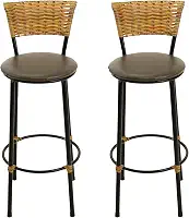 KIT 2 BANQUETAS ALTA COZINHA BAR BALCÃO AREA GOURMET JUNCO VIME (MARROM)