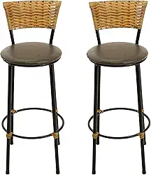 KIT 2 BANQUETAS ALTA COZINHA BAR BALCÃO AREA GOURMET JUNCO VIME (MARROM)