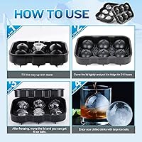 Vista 2 de LessMo Bandejas para cubitos de hielo con tapas, paquete de 2 moldes de silicona redondos para cubitos de hielo y moldes cuadrados grandes