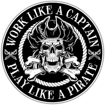 3pcs Work Like a Captain, Play Like a Pirate Sticker for Kids, Water Bottle Stickers Waterproof Vinyl Phone Decal, Skateboard Stickers, Book Sticker3in