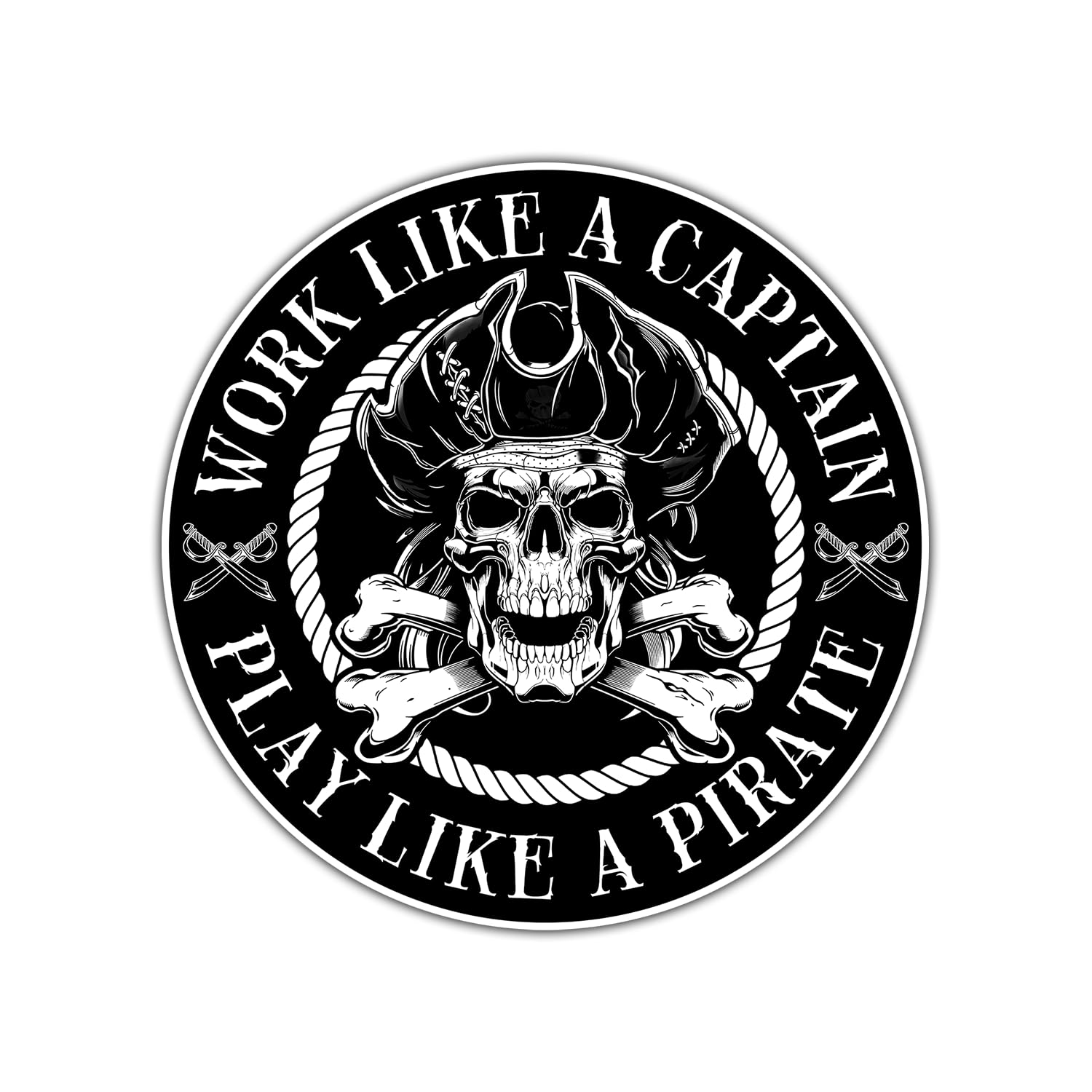 (3pcs) Work Like a Captain, Play Like a Pirate Sticker for Kids, Water Bottle Stickers Waterproof Vinyl Phone Decal, Skateboard Stickers, Book Sticker(3in)