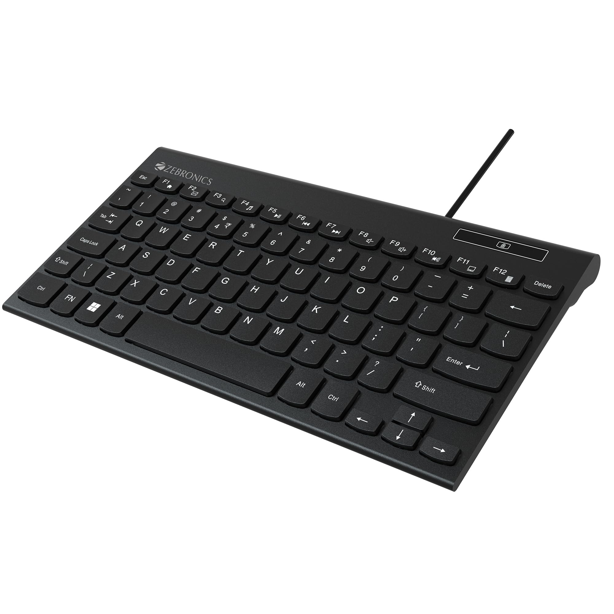 Zebronics K16 Wired Keyboard, 79-Key Layout with Integrated Multimedia Keys, 1.1m Cable Length, ₹ Rupee Key, UV Coated Keys, Spill-Proof Design, , Slim & Compact Design — Amazon image 7