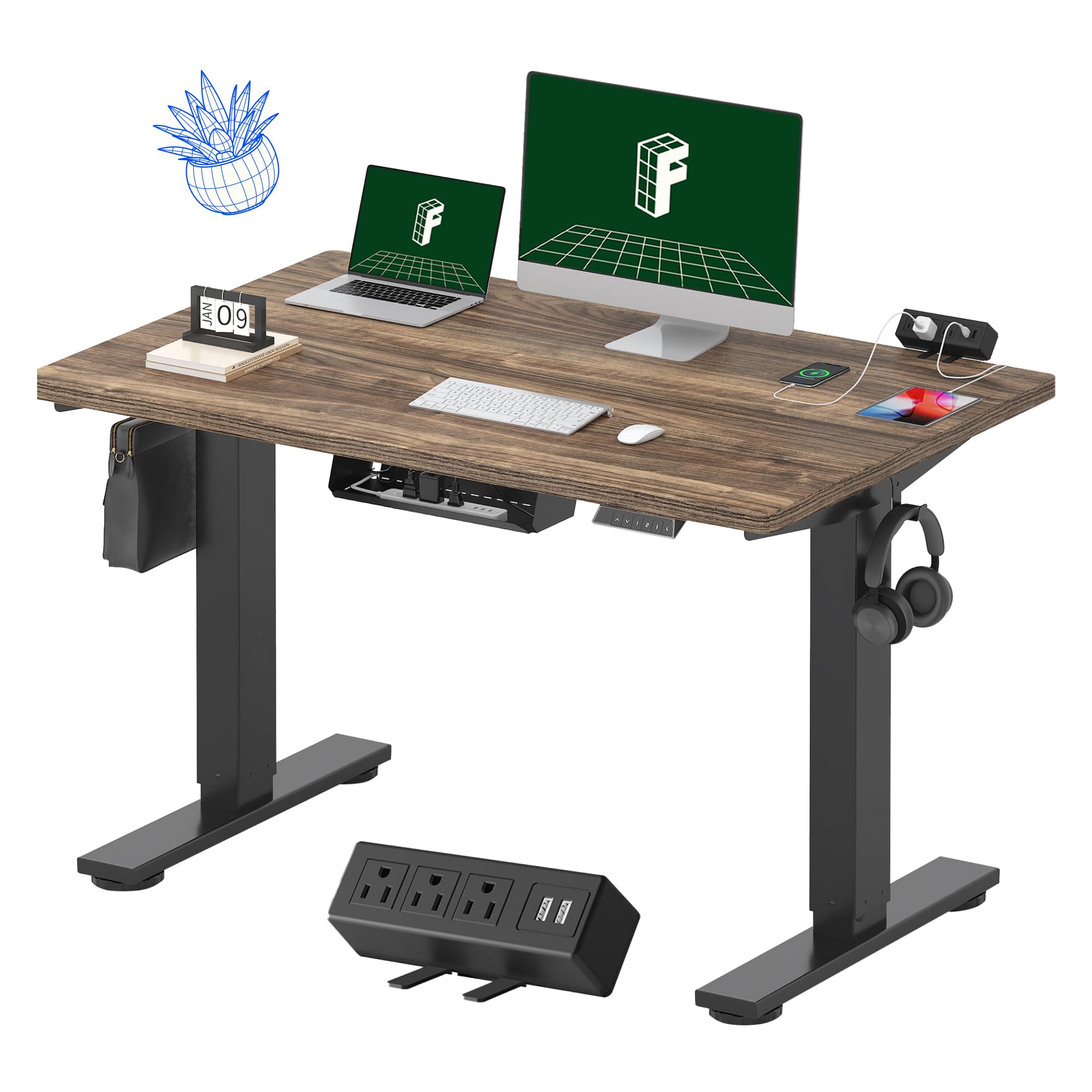 FLEXISPOT EN2 48"x30" Standing Desk with Power Strip Bundle