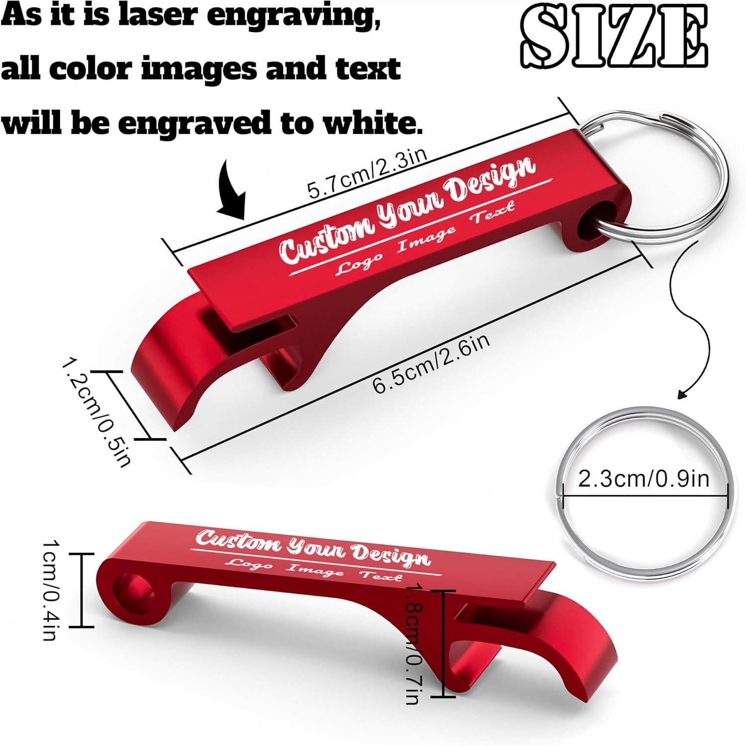 50 Pcs Personalized Bottle Opener Keychain Bulk, Custom Aluminum Beer Bottle Opener Engraved Your Own Text Logo Keychain Can Opener for Bar, Graduation, Party, Wedding Favors Gift (50 Pcs)