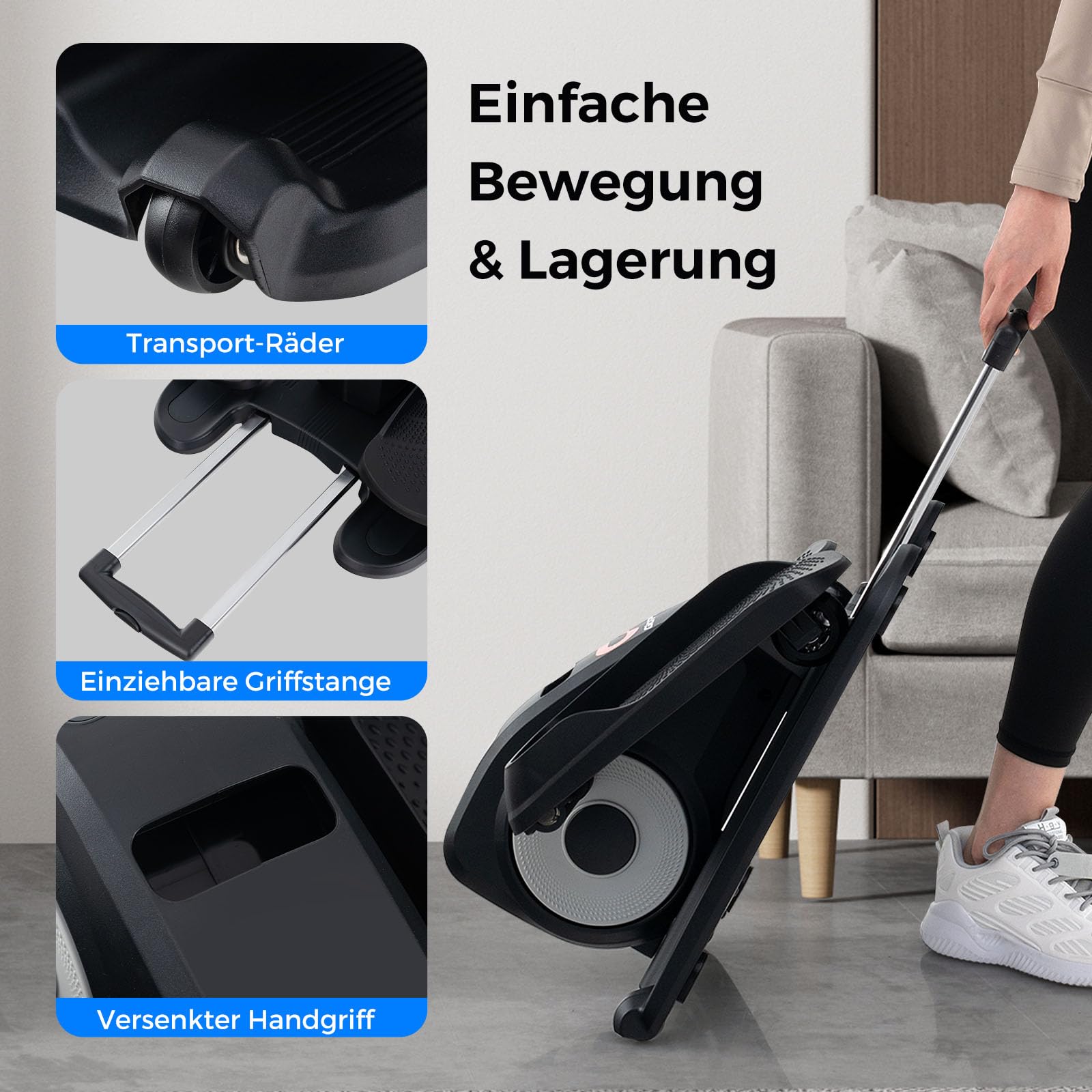 COSTWAY Mini Ellipsentrainer Untertisch, elektrischer Crosstrainer mit LED-Anzeige & Fernbedienung, Bewegungstrainer Stepper für Zuhause, tragbarer Pedaltrainer für Erwachsene, Senioren