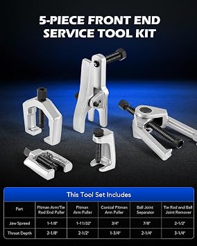 OMT Ball Joint Splitter, 5pc Heavy Duty Tie Rod End Separator Puller Set
