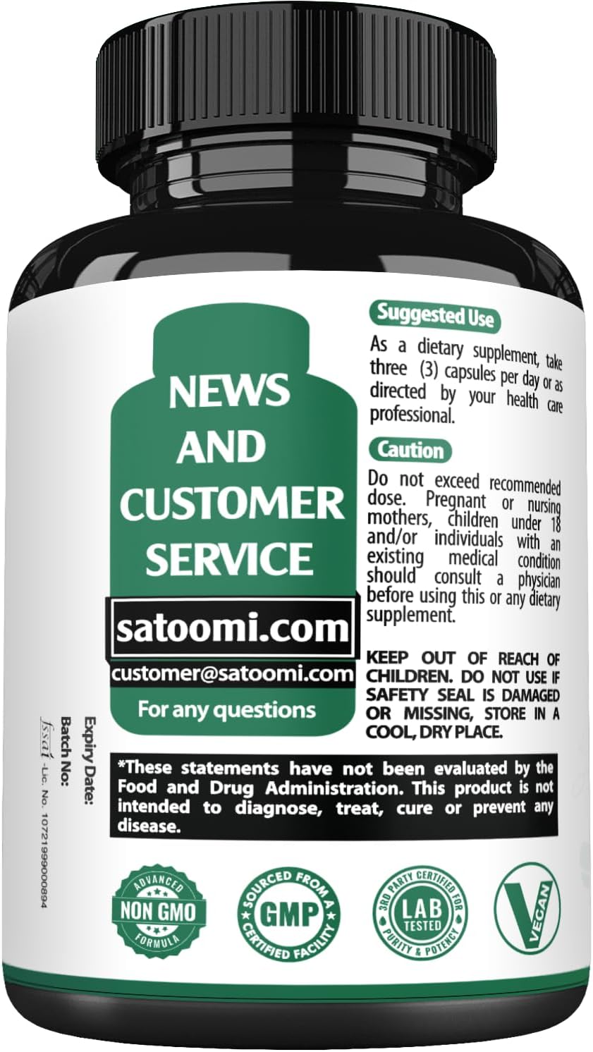 Satoomi Berberine 1500mg Supplement with Organic Ceylon Cinnamon Bark & Bitter Melon - 240 Vegan Capsules for 80 Servings - Immune System, Heart Health, Body Management & Digestion Support