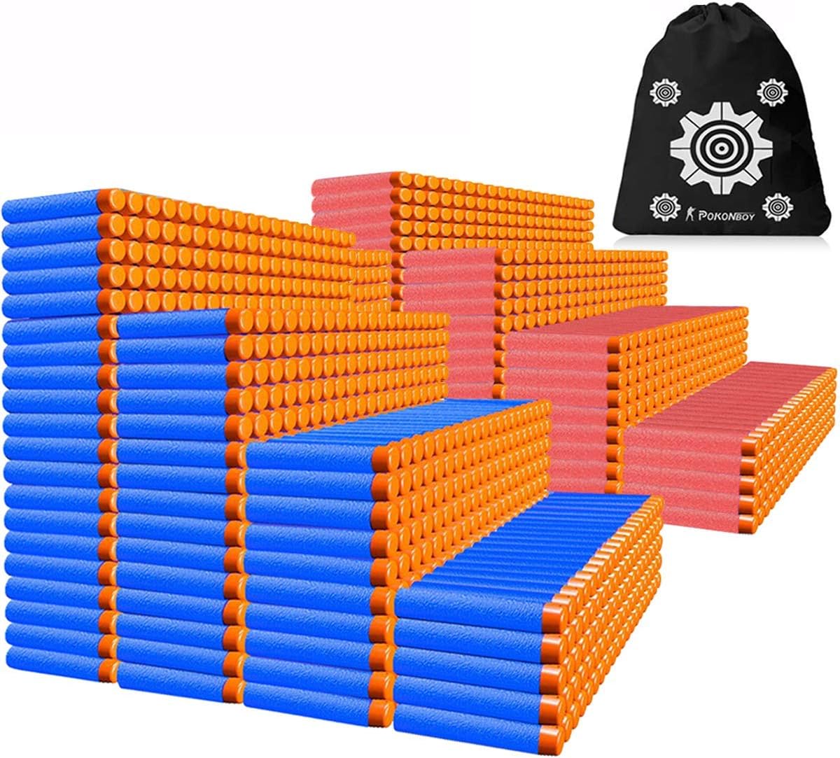 Compatible with Nerf Darts Bullets - 1000 PCS Darts Refill Pack Compatible with Nerf N-Strike Elite Series Guns Party Supplies, Universal Dart Ammo Pack for Toy Gun with Storage Bag (Red and Blue)