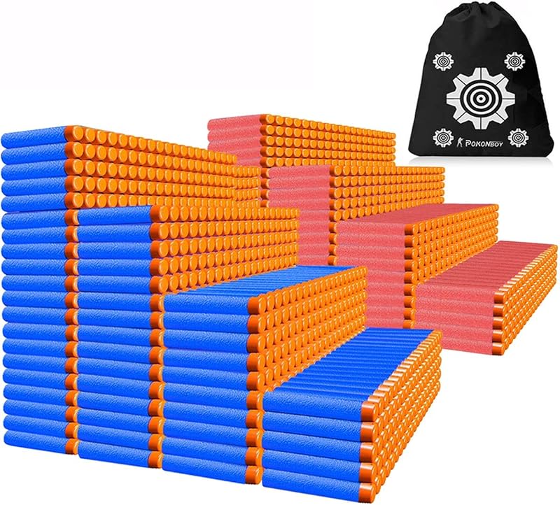 Compatible with Nerf Darts Bullets - 1000 PCS Darts Refill Pack Compatible with Nerf N-Strike Elite Series Guns Party Supplies, Universal Dart Ammo Pack for Toy Gun with Storage Bag (Red and Blue)
