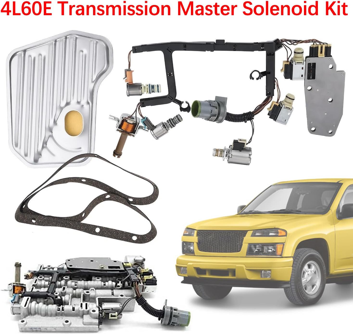 4L60E 4L65E Transmission Master Solenoid Kit EPC Shift TCC 3-2 PWM Compatible with 2003-2006 GM M30 M32 Replace#24209121 24215111 24230298 8683187 8677314 24208576