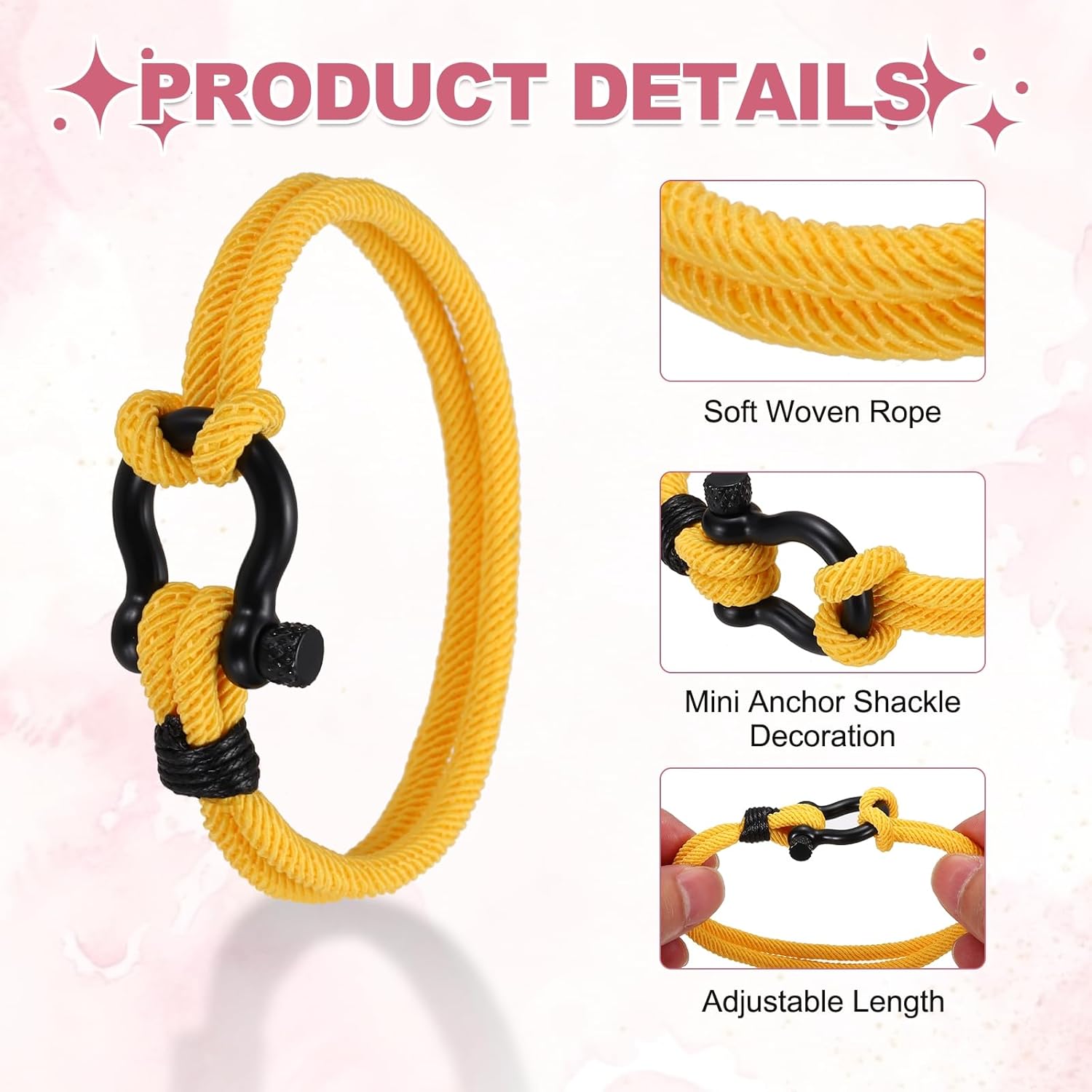 MECCANIXITY Braided Rope Bracelets, Two-row Friendship Bracelet with Anchor Shackle Woven - Image 3