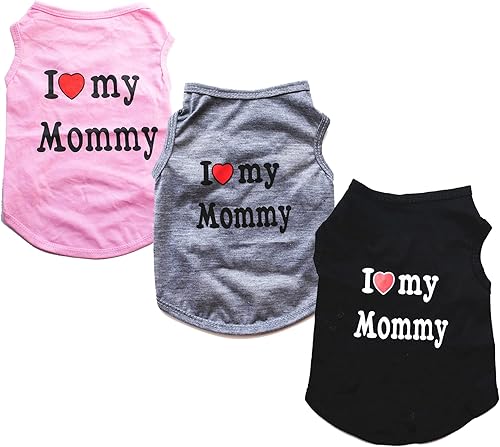 3 Pack Dog Shirt for Small Dog Boy Girl Puppy Clothes Love Mommy I Love My Daddy