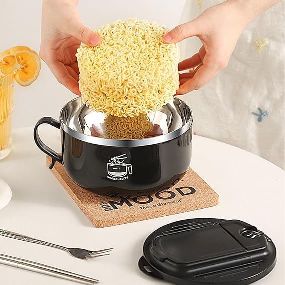 1/2 Piece Microwave Ramen Noodles - Bowl Dishwasher Safe Rice Cooker Ramen Bowl Set | Chopsticks Microwave Ramen Cooker Instant Noodle Bowl Kitchen with Lid