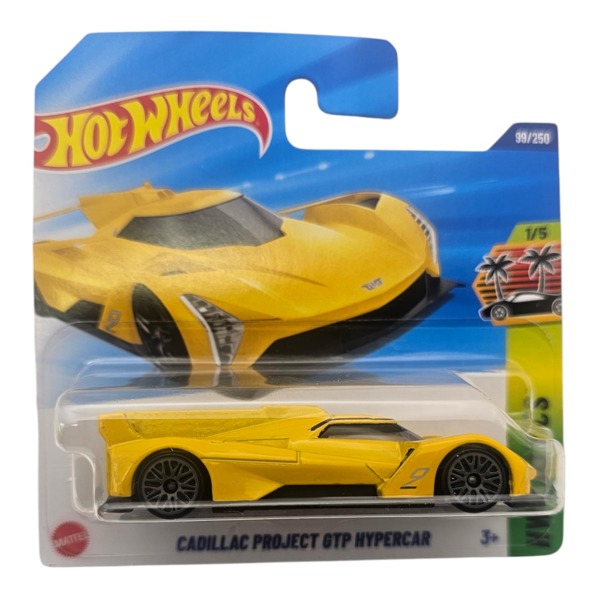 Hot Wheels Cadillac Project GTP Hypercar, Yellow Die-Cast Model, 1/5 HW Exotics Collection, 1:64