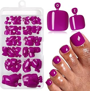 120pc Press on Toenails Women Fake Toe Nail Press ons,Purple Acrylic Toenail Press ons Toes Nails Fake Toenails Glue on Toe Nail Tips 12 Sizes Toe Press-on Pedicure Presson False Nails for Feet