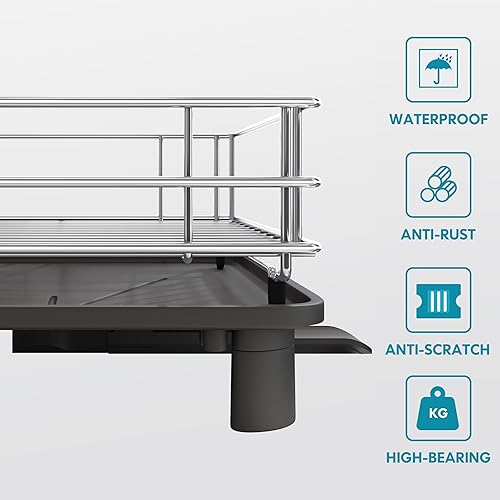 Miniatura 3 de BOOSINY 2 Tier Dish Drying Rack for Kitchen Counter, Large Dish Dryer Rack for Saving Space, Stainless Steel Dish Drainers with Cutlery Holder, Cup