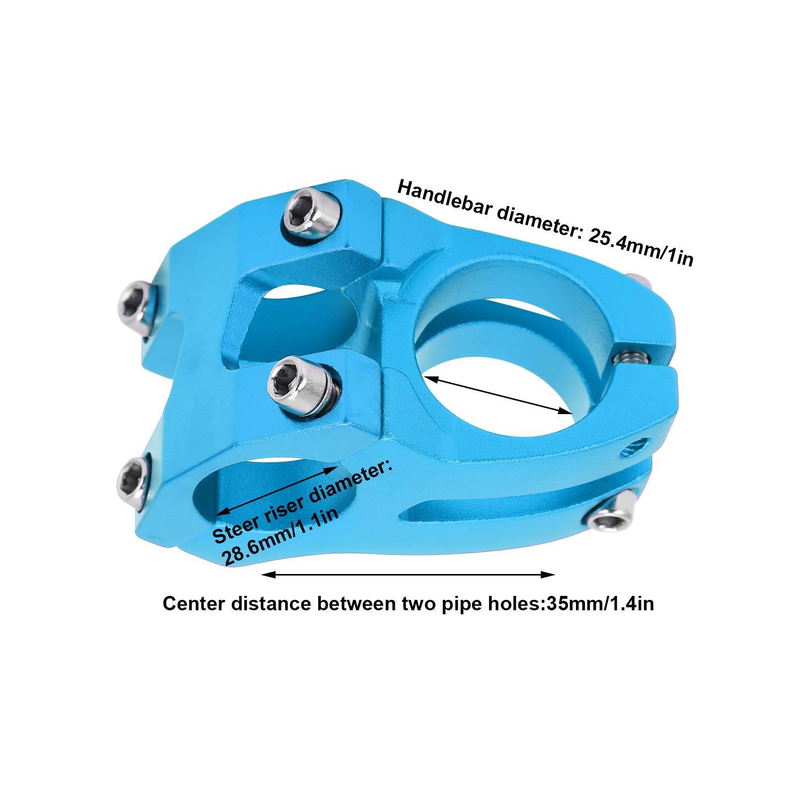 Mostek Rowerowy, Kierownica Rowerowa ze Stopu Aluminium 25.4x35mm Krótki Mostek Rowerowy Trzpień Pusty do Roweru Górskiego Rower Szosowy(Niebieski)