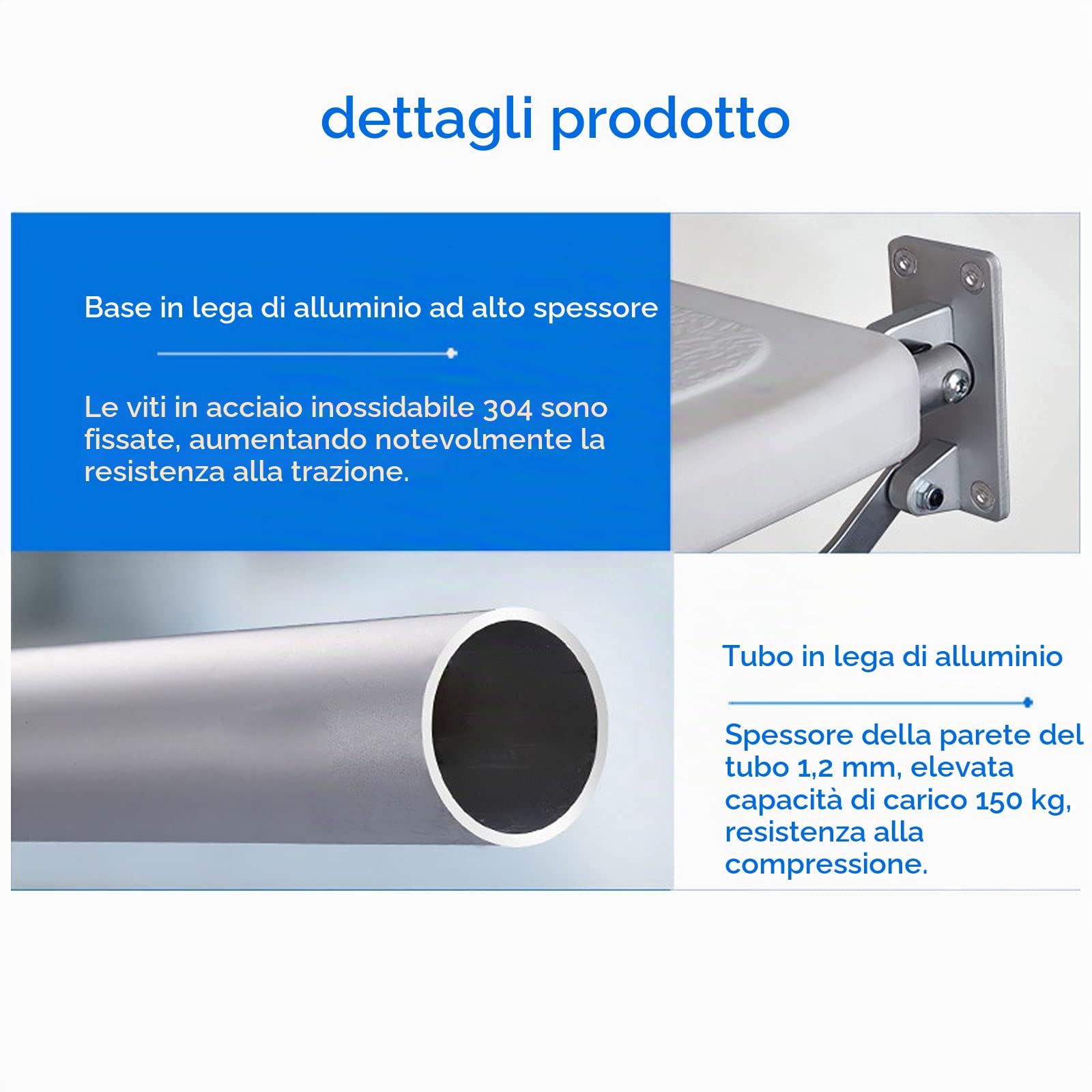 Seggiolino Per Doccia Da Muro,sgabello Da Bagno Antiscivolo Per Anziani, Donne In Gravidanza, Carico Massimo 200 Kg,Doccia Sedile Sgabello Montaggio A Parete Con Gambe Ausili Per Il Bagno