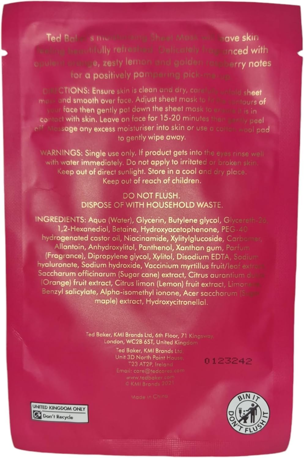 Raspberry and Orange Blossom Body lotion 150ml with Raspberry & Orange Blossom moisturising sheet mask 26g - Image 3