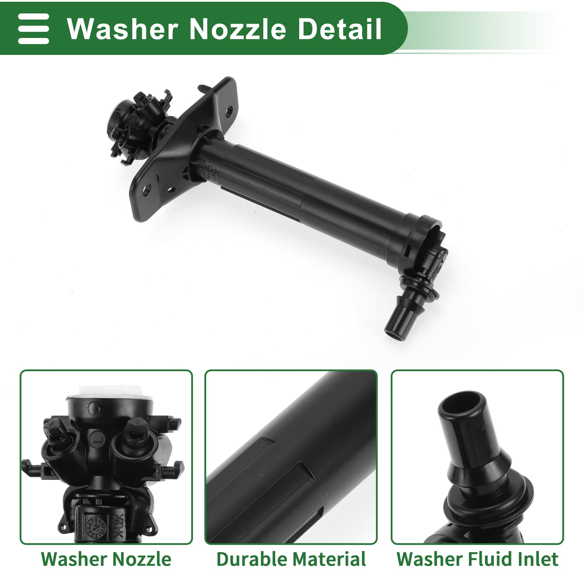Motoforti Getto Spruzzatore Ugello Lavafari Faro per A6 2013-2018 Plastica Nero