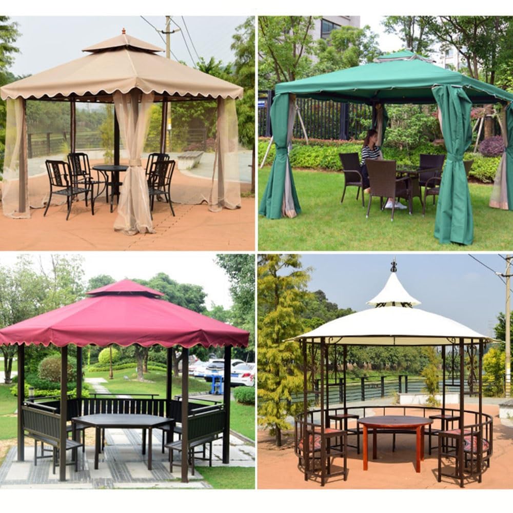 Telo di Ricambio per Ombrellone da Gazebo Copertura di Ricambio in Tessuto Tetto del Baldacchino Impermeabile A Due Livelli(Coffee,350cm/11.4ft)