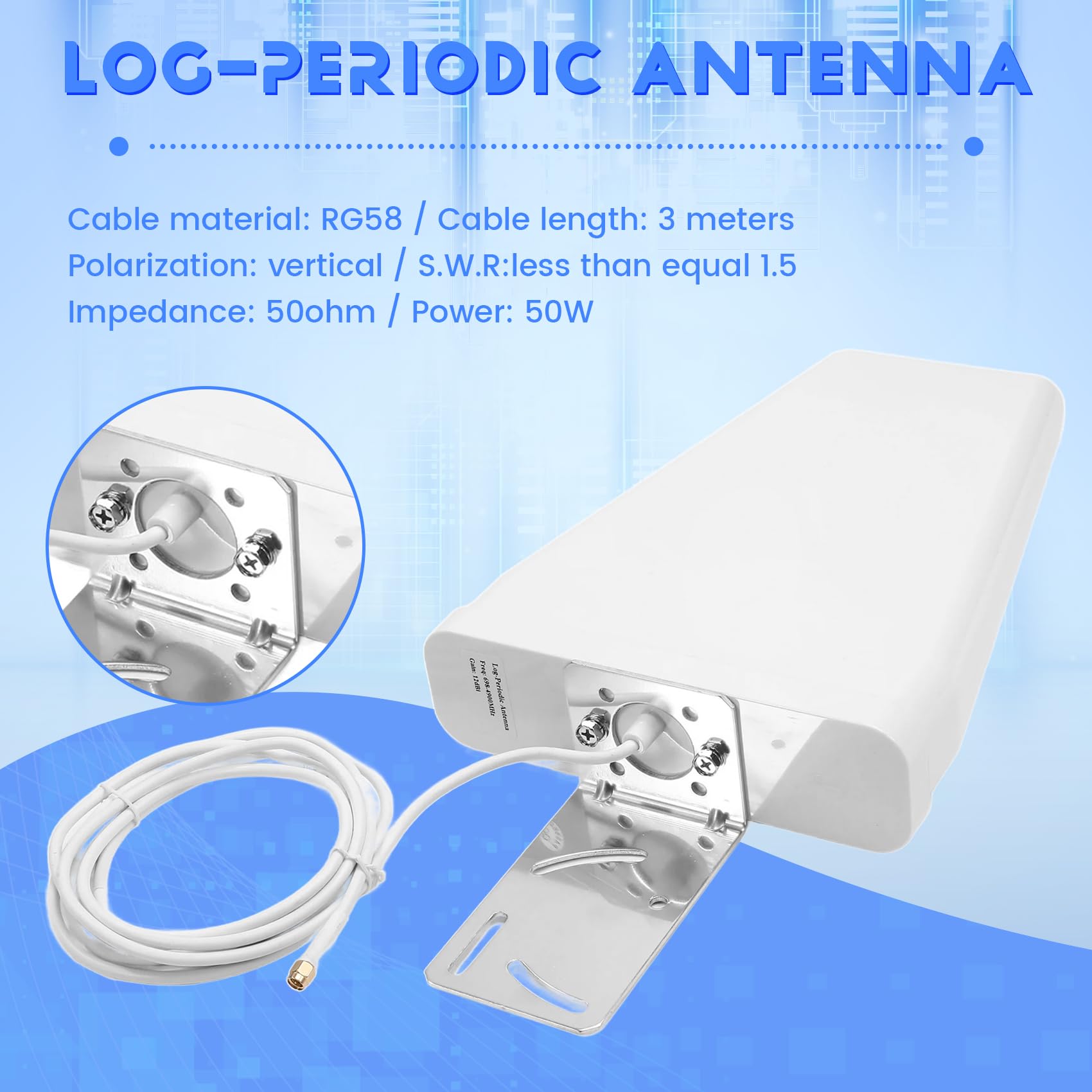 Pełnopasmowa Antena Okresowa 5G z Logiem 12dBi 698-4900MHz Zewnętrzna Antena Kierunkowa Wzmacniacz Sygnału Sieciowego SMA