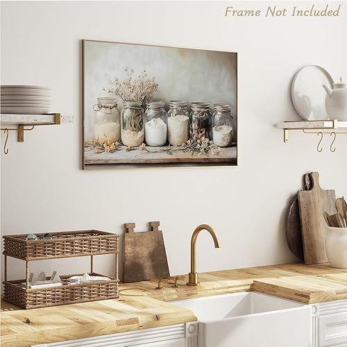 Miniatura 4 de Dazzlewall Impresiones artísticas de pared de cocina de granja, cuadro rústico vintage de especias, pintura culinaria de naturaleza muerta para