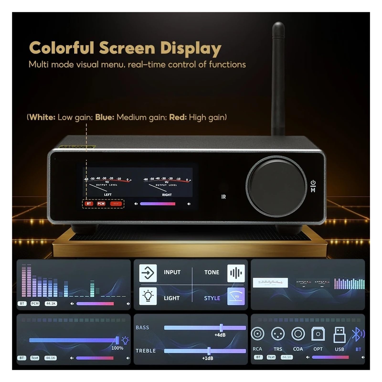 Wzmacniacz audio, Wzmacniacz mocy stereo Bluetooth DAC 300 W x 2 wzmacniacz cyfrowy z wejściem RCA TRS OPT COA USB do domu, karaoke