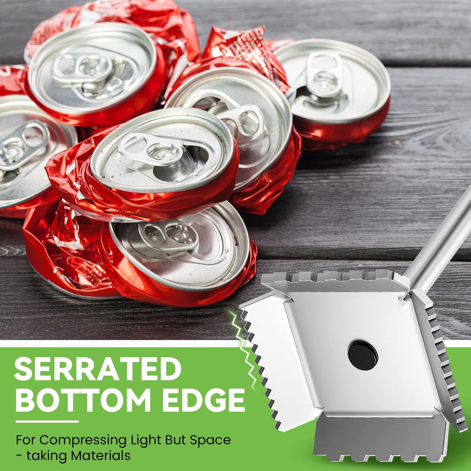 NEWTRY Manual Trash Compactor Metal, 120L-240L Metal Garbage Trash Can Compactor Waste Recycling Hand Tool for Kitchen, Garden, Restaurant, Office(31.5’’ Height - 7’’ Diameter)