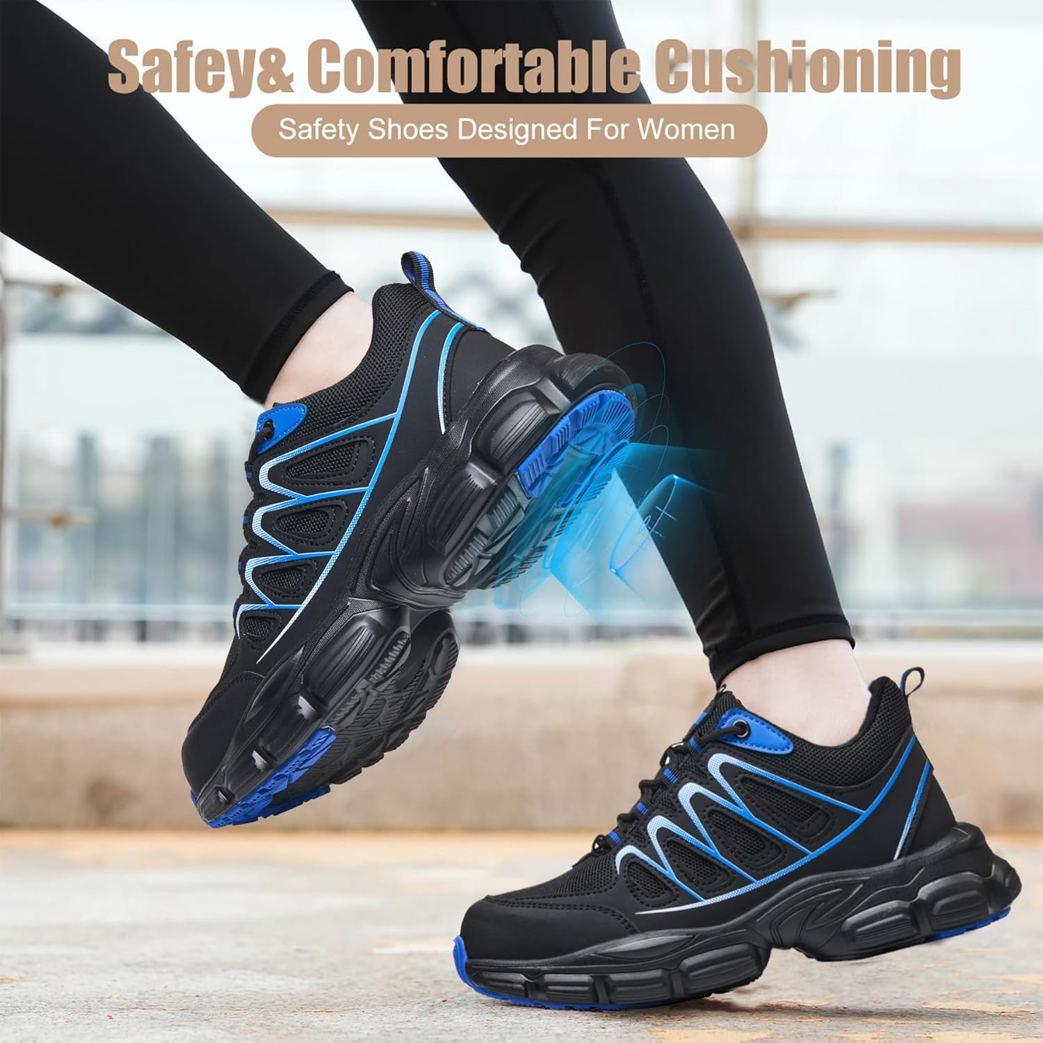 Steel Toe Shoes for Women Men Wide Non Slip Composite Work Sneakers Indestructible Comfortable Safety Tennis Shoes Lightweight Breathable Construction Sneakers Puncture Proof Ergonomic Design - Image 2