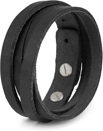 Simaru Wrap Bracelet for men - Genuine Italian Vegetable-tanned Leather Strap Bracelet - Adjustable Wrist Bracelet - Made in Europe