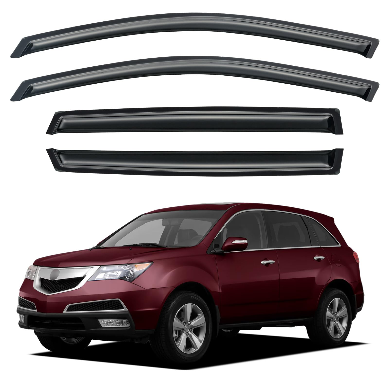 Window Visors Rain Guards for 2007-2013 Acura MDX | Out-Channel Window Vent Wind Deflectors Visors Shades Protectors for 07 08 09 10 11 12 13 Acura MDX