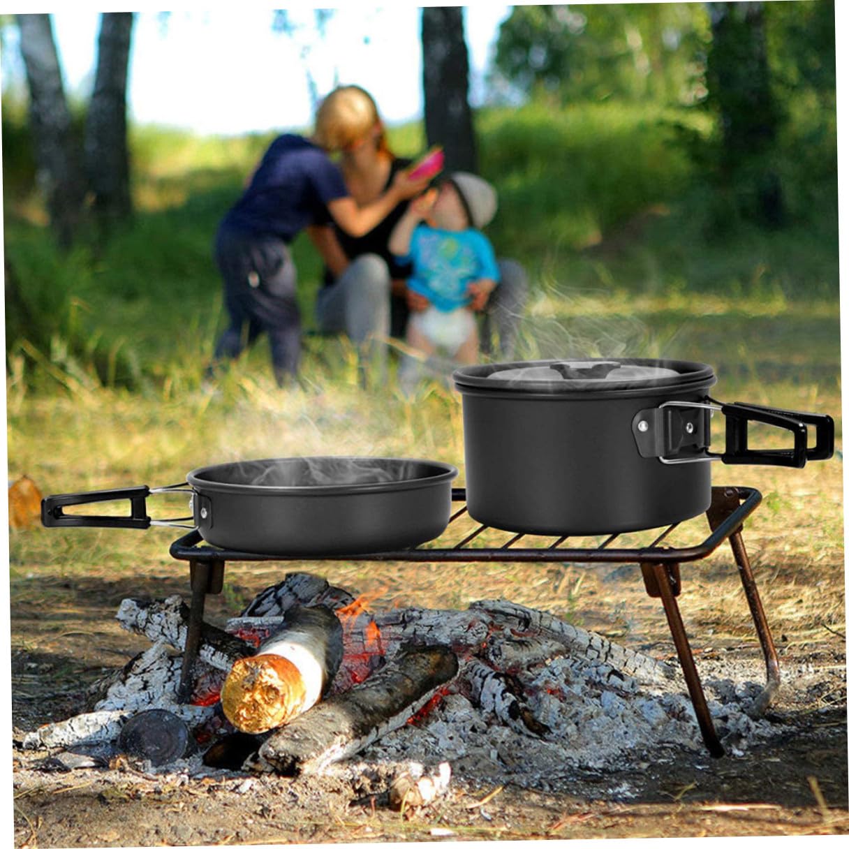 Alipis Ustensiles De Cuisine pour Barbecue Kit De Vaisselle Pratique avec Plaque De Cuisson pour Camping Et Pique-