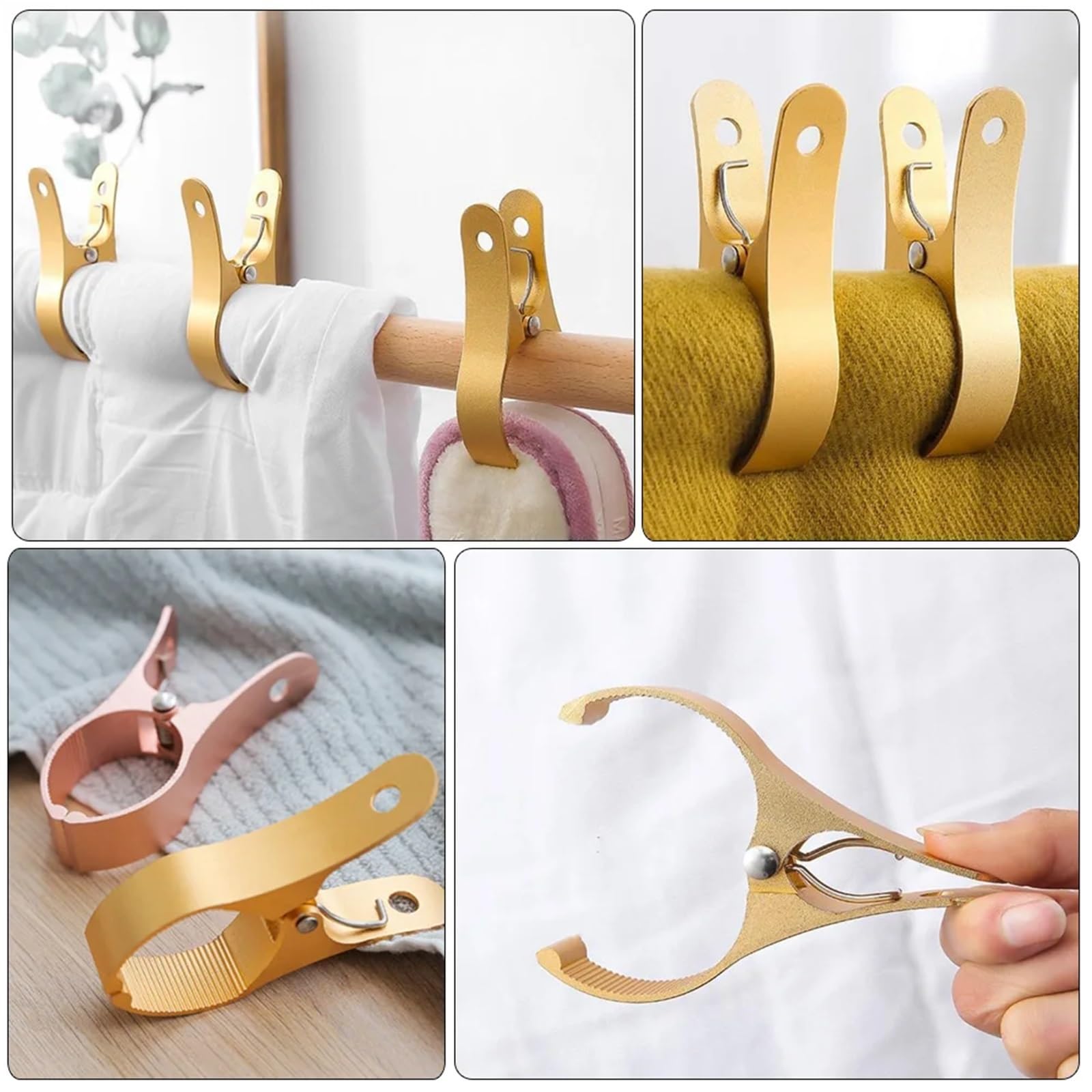 Pinzas de madera, 5 pinzas para ropa, resistentes al viento, pinzas para toallas de playa, secado de ropa (plateado)