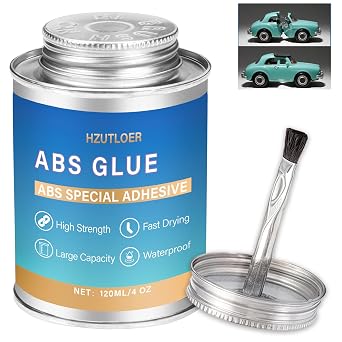 ABS Super Glue 120ML,Clear Strong Adhesive with Built-in Brush,Waterproof Heat Resistant Glue for ABS PVC PS AS PP & Model Craft,Daily Repair