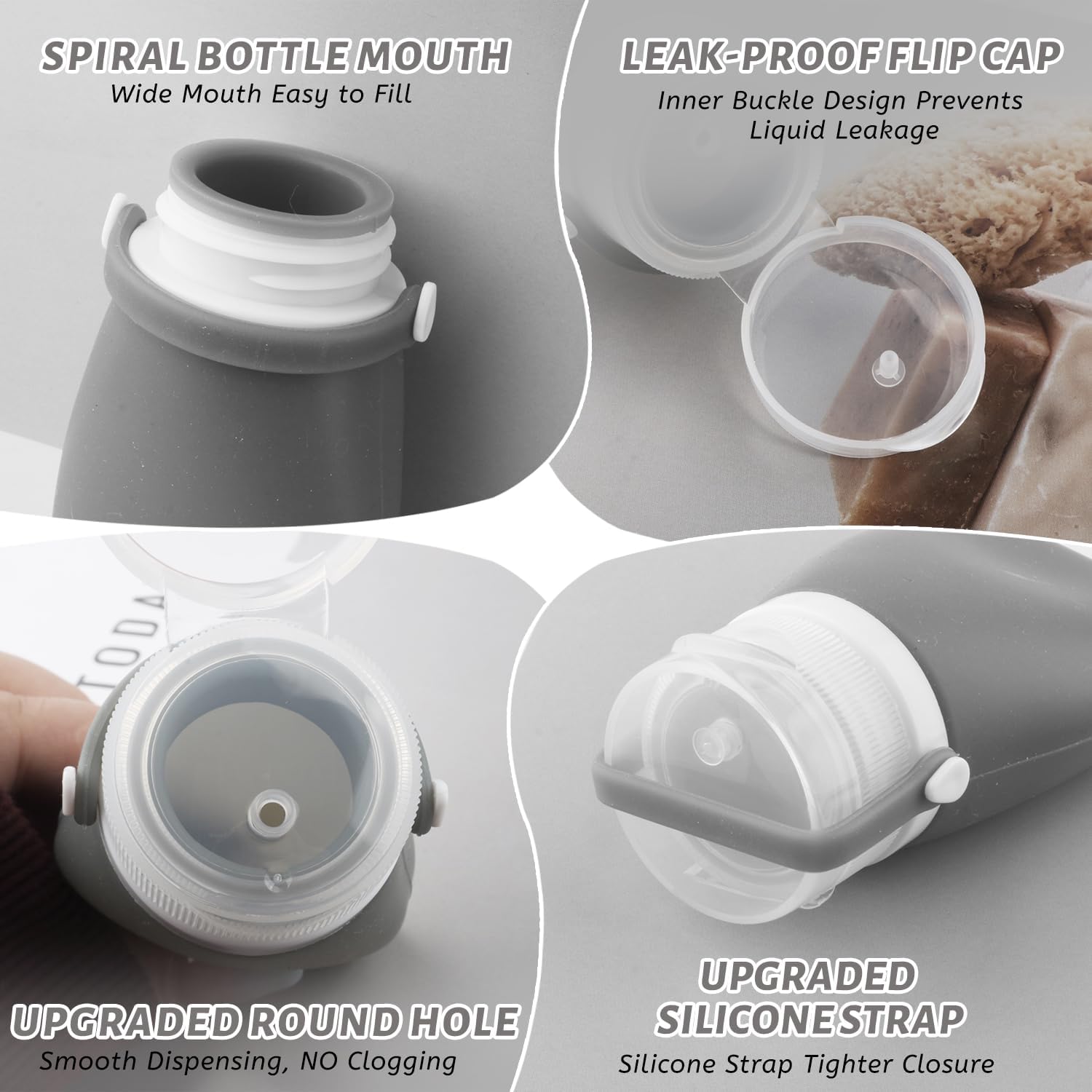 8 Pcs Silicone Travel Bottle,Leak Proof TSA Compliant Travel Makeup Toiletry Cosmetic Container Tube Squeezable With Flip Cap for Toothpaste,Shampoo,Lotion,Conditioner,Body Wash-8 Color (3 Ounce)