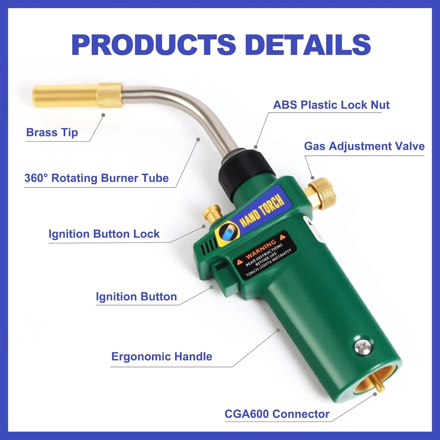 KODILIN MAPP Gas Torch Kit, Auto-Ignition Turbo Torch with Extreme Swirl Turbo & Quick Disconnect, Propane Torches for HVAC, Plumbing, Brazing, Heating, Brazes 1/16" to 1/2", Solders 1/8" to 1-3/4"