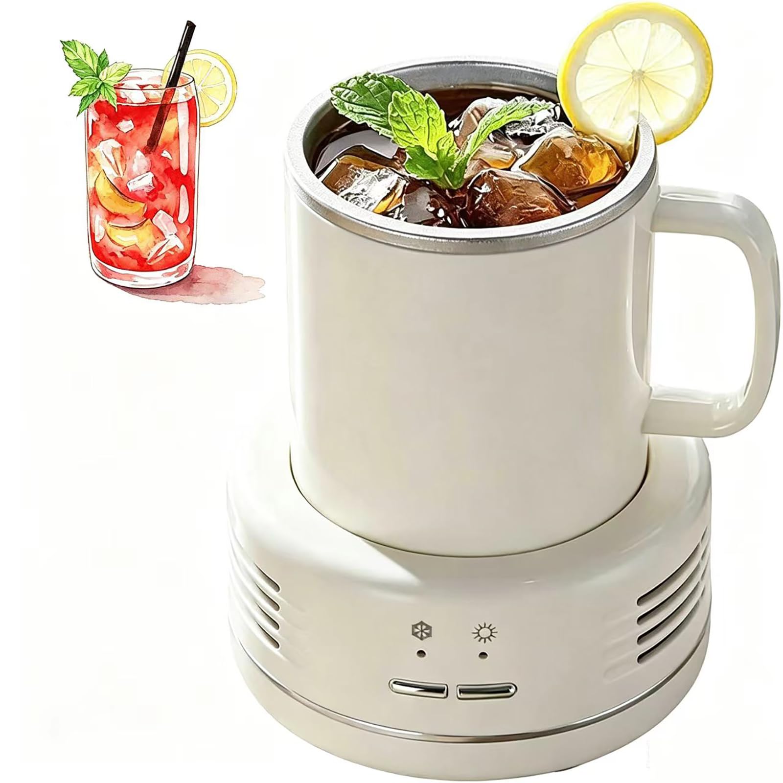 Tazza refrigerante per bevande elettriche, doppia modalità fredde e calde | Con riscaldamento e conservazione del calore e avvio con 1 tocco, 500 ml, per ufficio, casa, caffè, birra, latte