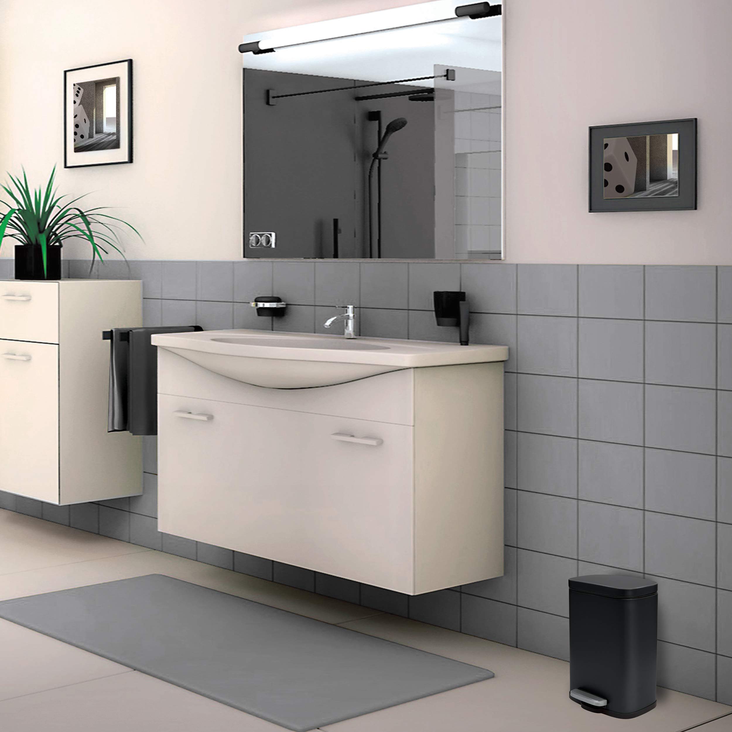 Image secondaire de Poubelle de Salle de Bain à Pédale AKIRA en Acier Inoxydable Noir Mat - 5L