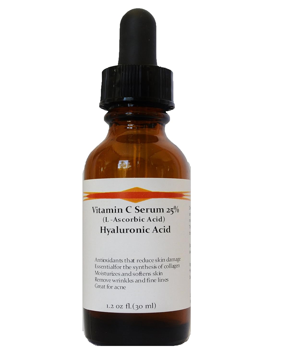 JJLabs Skin Solutions Vitamin C Skin Serum 25% (L-ascorbic Acid) with Pure Hyaluronic Acid Anti Aging Serum (1.2oz)