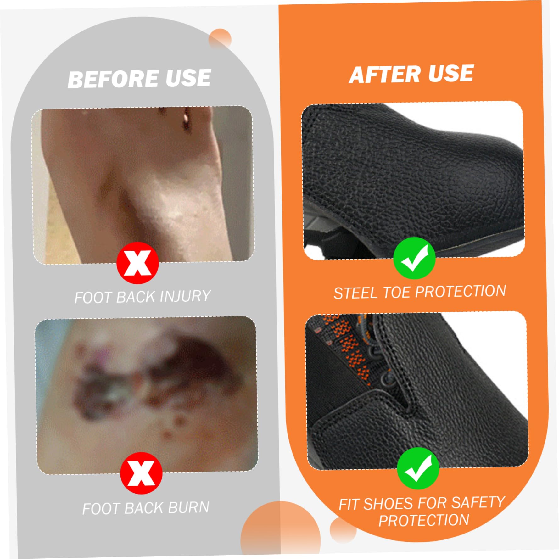 1 par de inserciones de punta de acero para zapatos, anti-smash superpone insertos de los dedos de acero con correa elástica para y metatarsal, cubiertas de zapatos de seguridad para botas de segurid