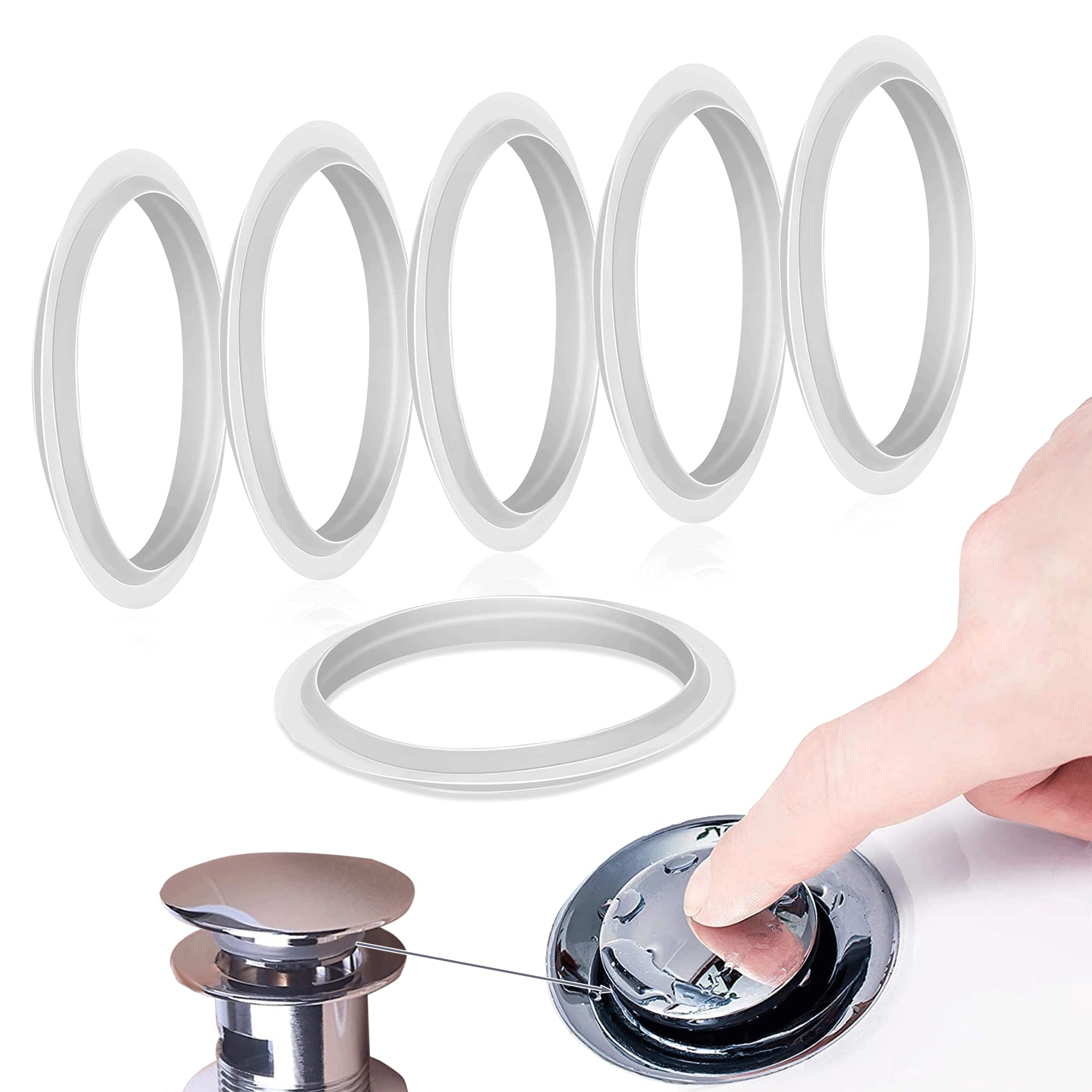 6Pcs Silicone O-Rings Seal Rubber Gasket Not Prone to Deformation Sink Plug Rubber Seal for Wash Basins and Bathtubs Kitchen Solve The Water Leakage of The Sink and The Debris Into The Pipe