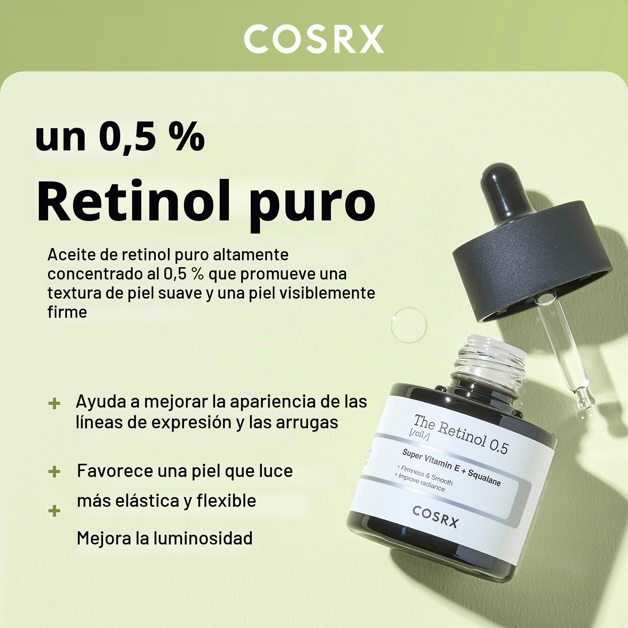 COSRX Retinol 0.5 Oil, Anti-aging Serum with 0.5% Retinoid Treatment for Face, Reduce Wrinkles, Fine Lines, and Signs of Aging, Gentle Skincare for Day and Night, Not Tested on Animals