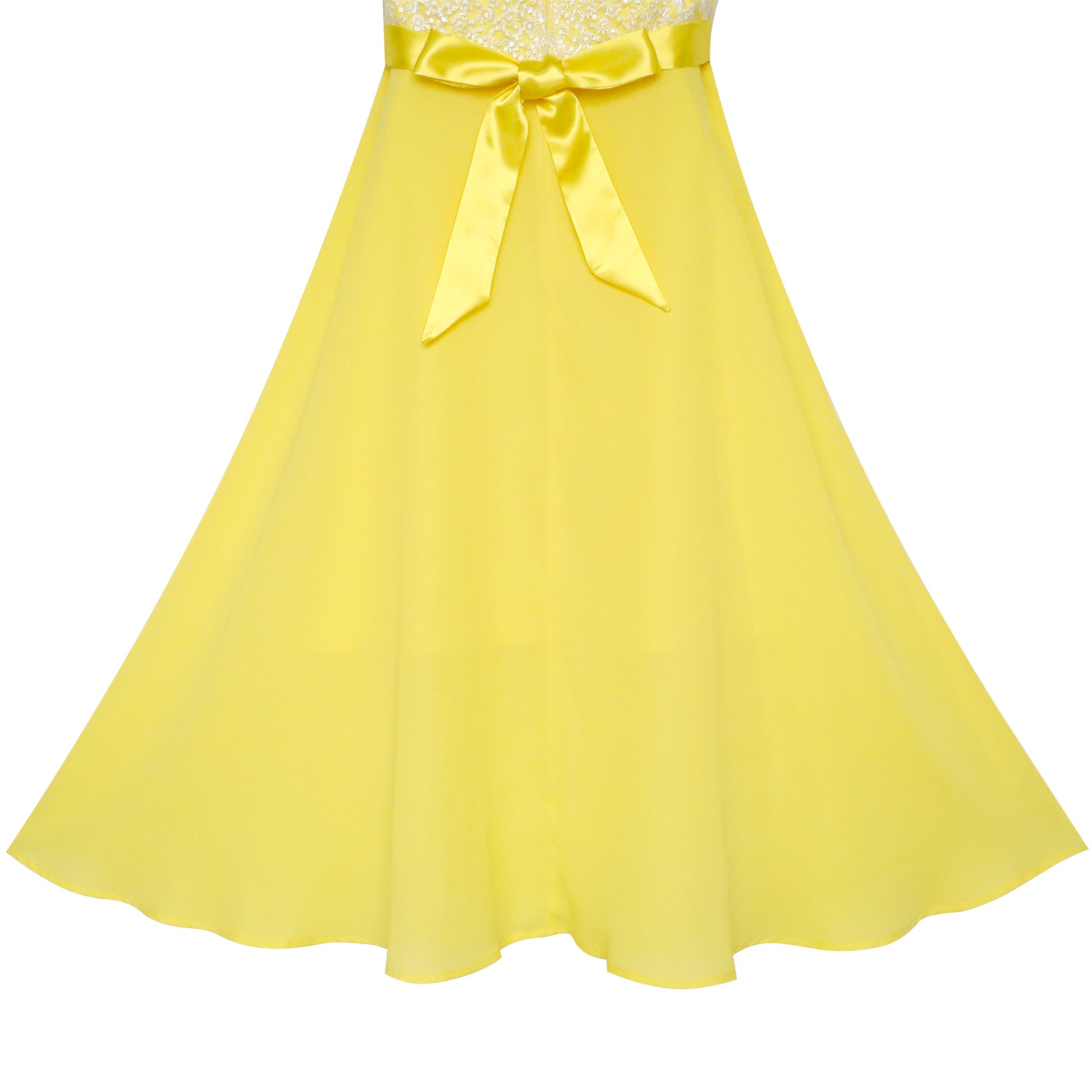 Sunny Fashion Vestido para niña Diamante de imitación Gasa Dama de Honor Baile Pelota Maxi Vestido 6-14 años