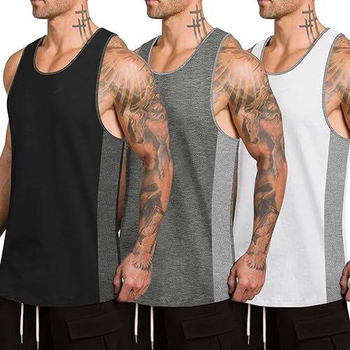 COOFANDY Camiseta sin mangas de entrenamiento para hombre, paquete de 3 camisetas de secado rápido para gimnasio, entrenamiento, deportes, fitness,
