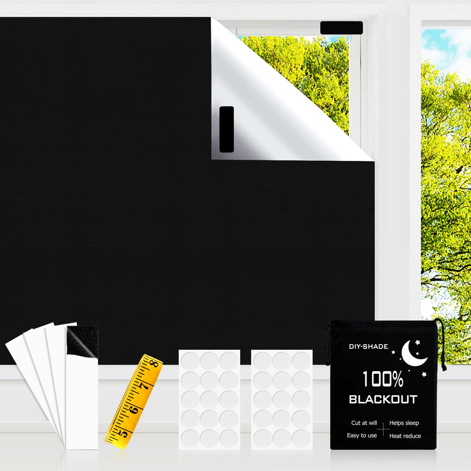 Rideau 100% occultant de qualité supérieure pour fenêtres intérieures 300x146 cm