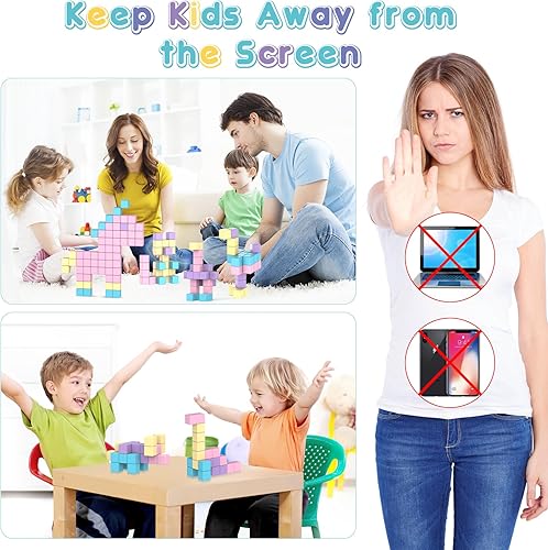 Miniatura 4 de Bloques de construcción magnéticos, juguetes para niños y niñas de 2 a 4, 3 a 5, 4 a 8 años, bloques magnéticos macarrones, juguetes sensoriales,