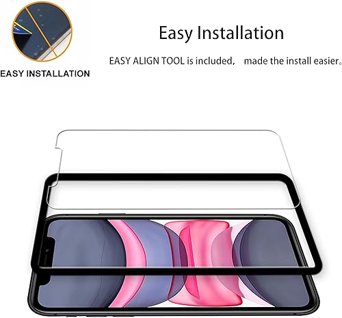 Miniatura 2 de HKKAIS - Protector de pantalla de vidrio templado compatible con iPhone 11 protector de lente de cámara de vidrio templado con marco de fácil