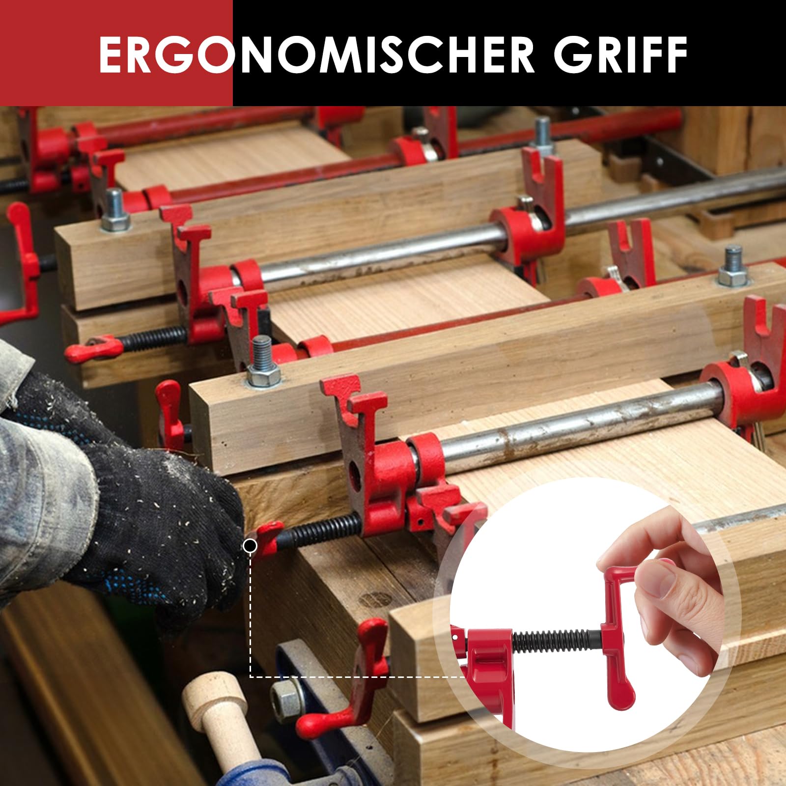 4 Pièces 3/4" Serre Joint en Tube à Serrage Rapide, Collier de Serrage en Fonte Malléable Robuste pour Établi de Travail du Bois