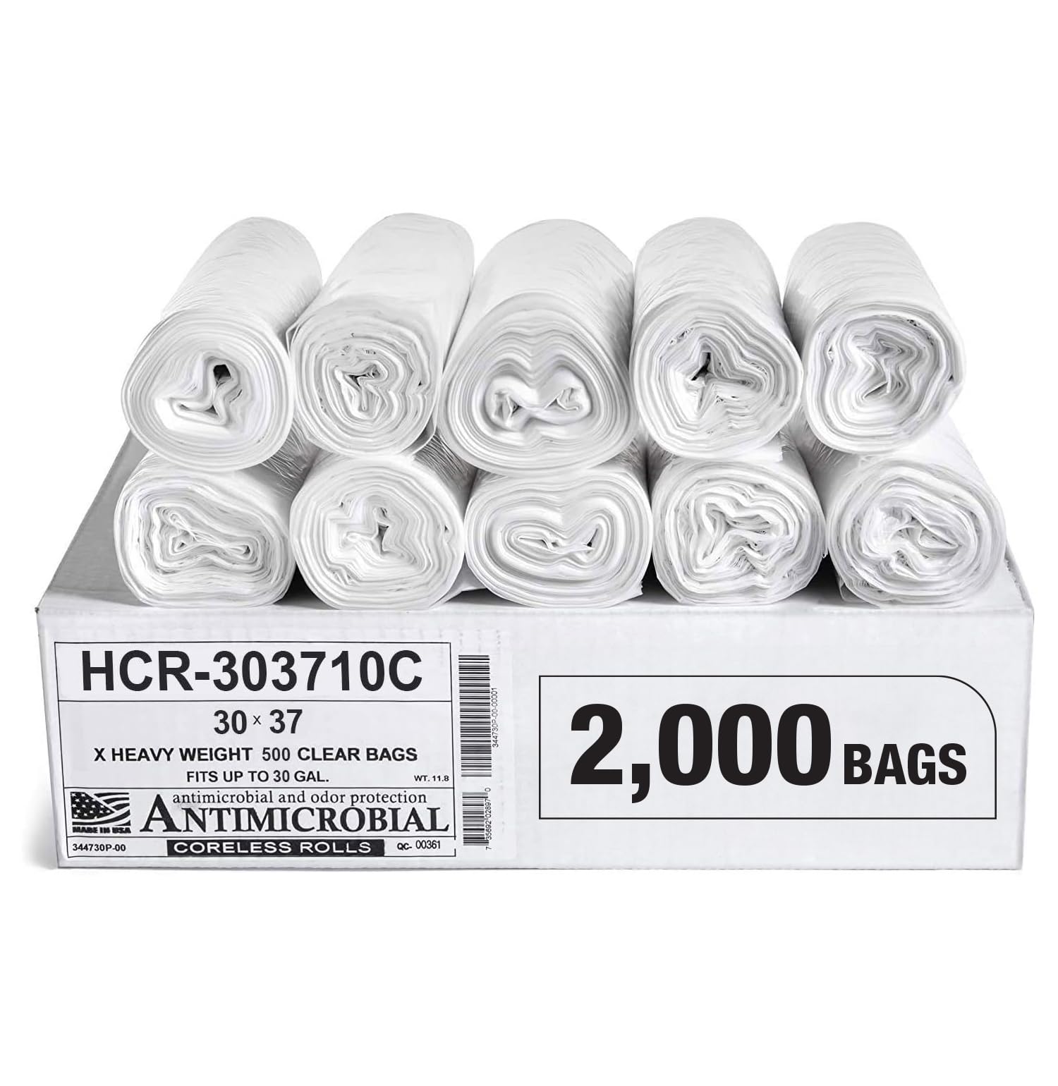 Aluf Plastics 30 Gallon 10 Micron (eq) Clear Trash Bags 30" x 37" 2000 Bags